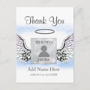 Add Initial   Thank You   Wings Postcard