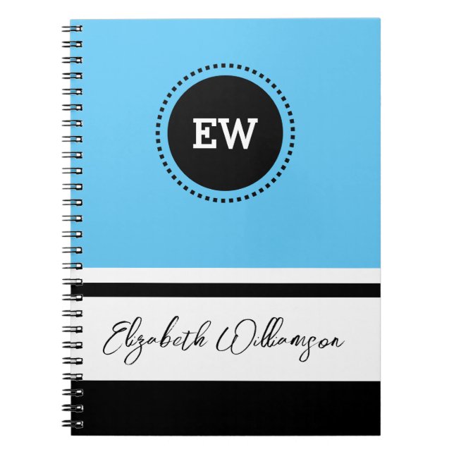 Add initials and name blue and black notebook (Front)