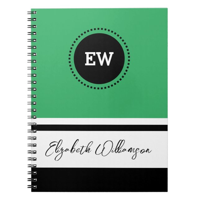 Add initials and name green and black notebook (Front)