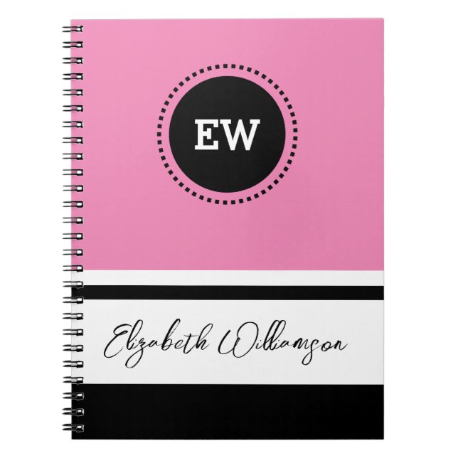 Add initials and name pink and black notebook (Front)