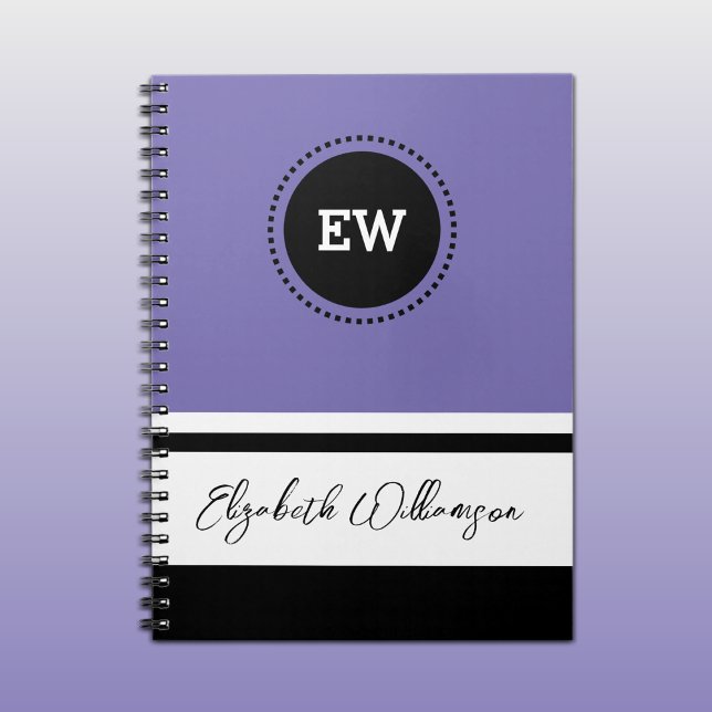 Add initials and name purple and black notebook (Creator Uploaded)