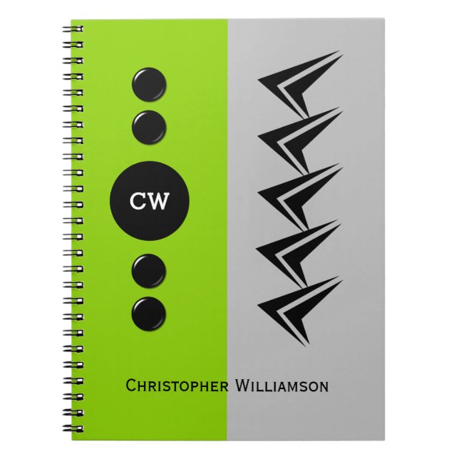 Add initials name green and grey notebook (Front)