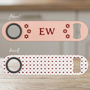 Add initials peach and burgundy