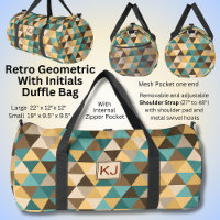 Add Initials, Retro Abstract Triangles Green Brown