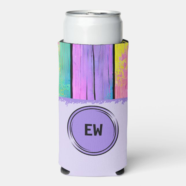 Add initials unicorn colours purple seltzer can cooler (Seltzer Front)