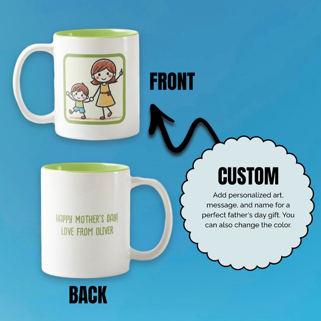 Add Kid’s Artwork Mother’s Day Personalised  Two-Tone Coffee Mug (Add Kid’s Artwork Mother’s Day Personalized Two-Tone Coffee Mug)