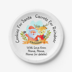 Add Kids Names - Cookies for Santa 7" Paper Plate