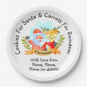 Add Kids Names - Cookies for Santa 9" Paper Plate