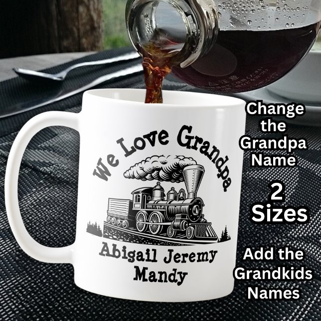 Add Kids NAMES - We Love Grandpa Steam Engine      Coffee Mug (Creator Uploaded)