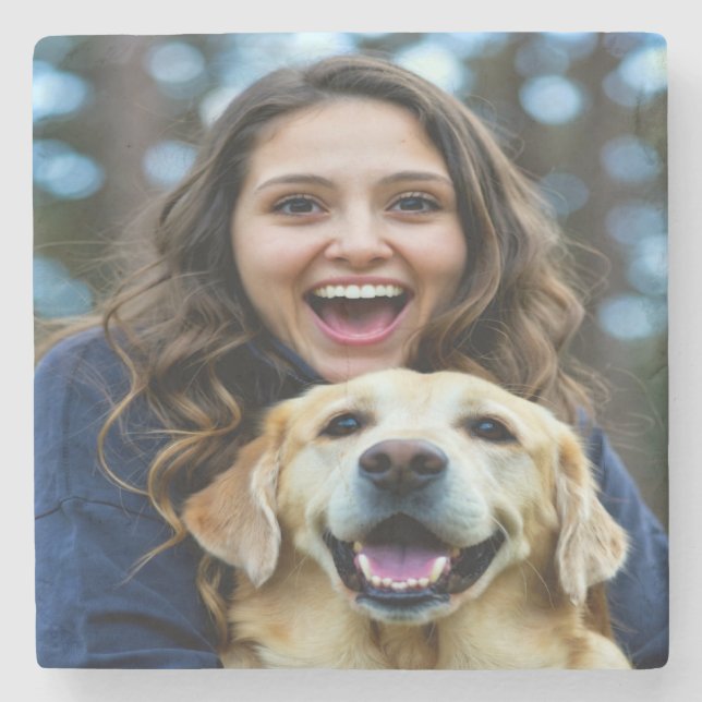 Add Labrador Retriever Photo Personalise Stone Coaster (Front)