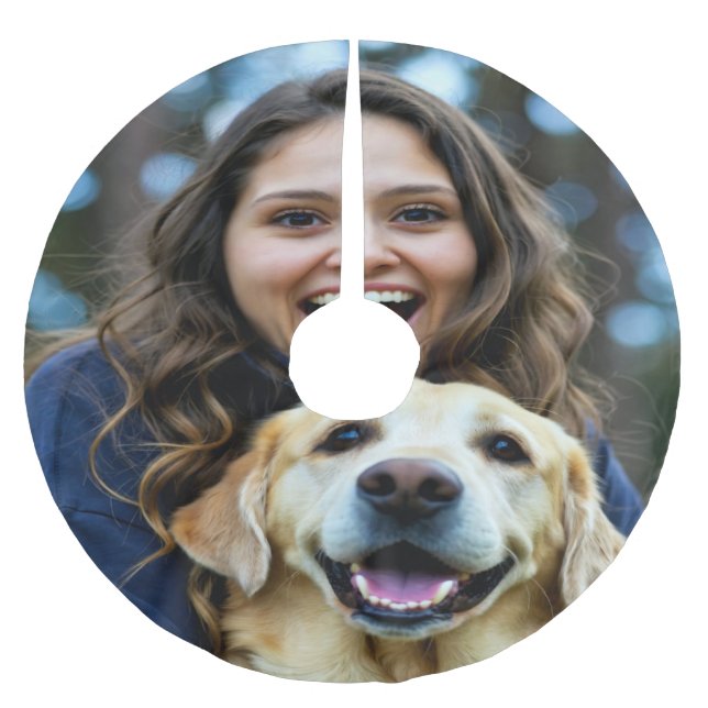 Add Labrador Retriever Photo Personalize Brushed Polyester Tree Skirt (Front)