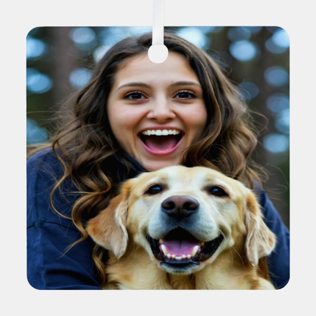 Add Labrador Retriever Photo Personalize Metal Tree Decoration (Front)