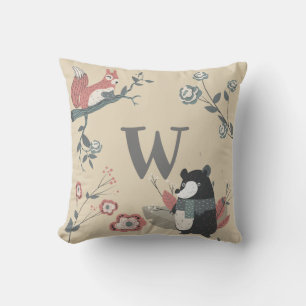 ADD LETTER -  Nordic Woodland Animals Folkart Kids Cushion