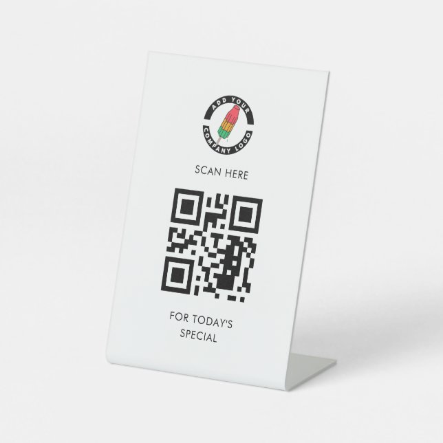 Add Logo and QR Code Special Menu Business Pedestal Sign (Front)