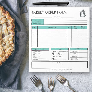 Add Logo Bakery Business Mint Green Order Form Notepad