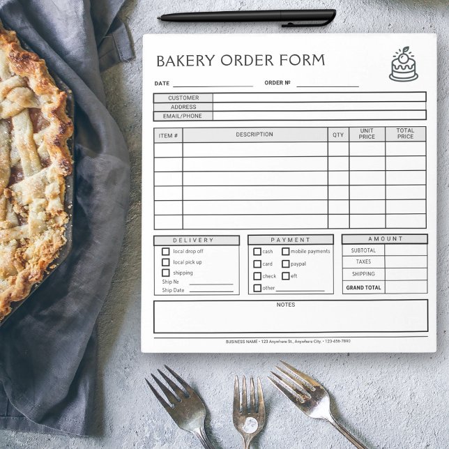 Add Logo Bakery Business Order Form Notepad (Creator Uploaded)