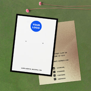 Add Logo Black Border Gold Earring Jewelry Display