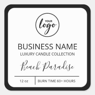Add Logo Black Border Soy Candle Label