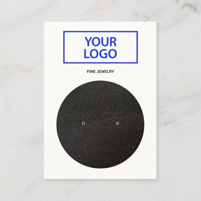 Add Logo Black White Earring Display Business Card (Front)