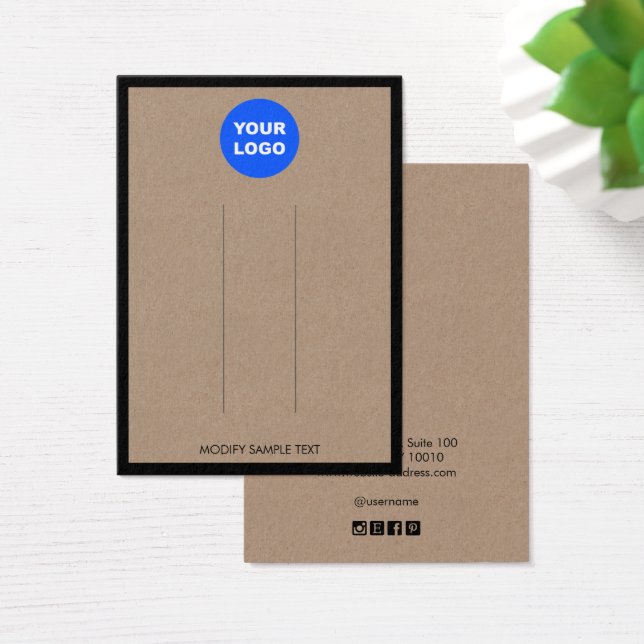 Add Logo Brown Kraft Border Hair Clip Display (Desk)