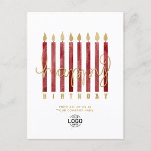 Add Logo Burgundy Candles Business Happy Birthday Holiday Postcard