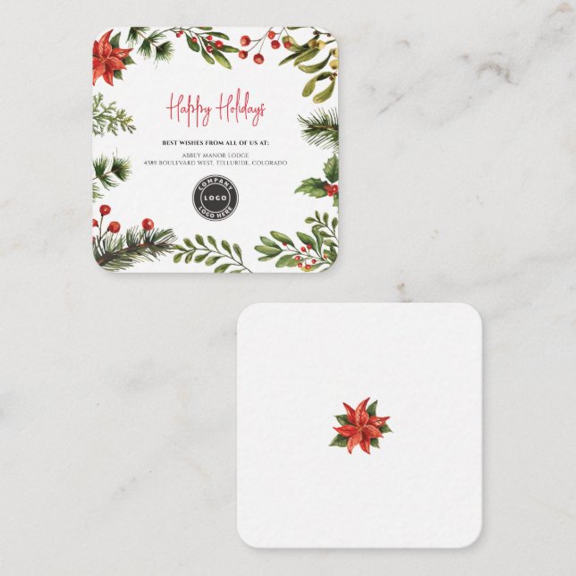 Add Logo Business Christmas Corporate Holidays Card (Front/Back)
