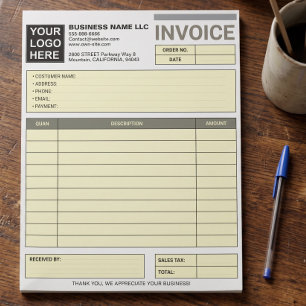Add Logo Business Sales Form / Receipt   Large Notepad