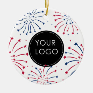 Add Logo Corporate Business Company 4th of July Ceramic Tree Decoration