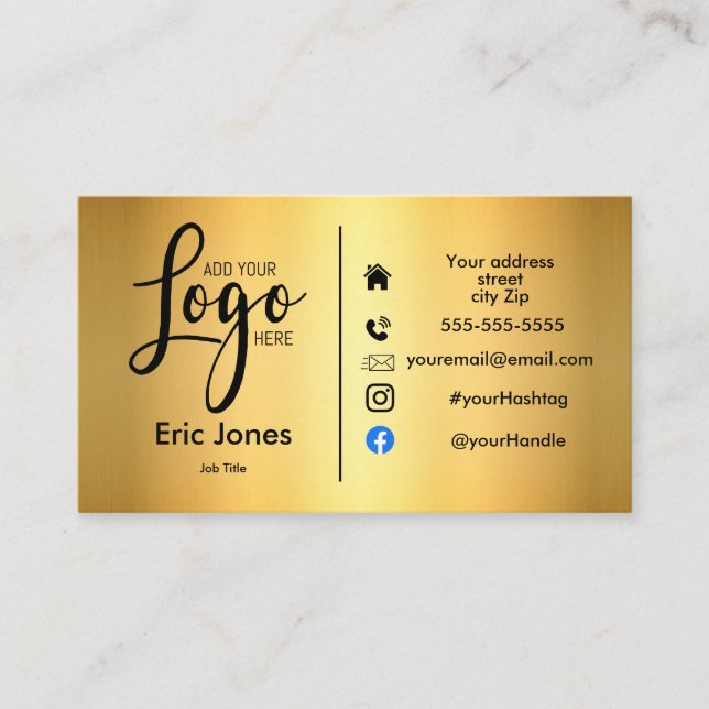 add logo Custom BUSINESS LOGO and social media Bus Business Card (Front)