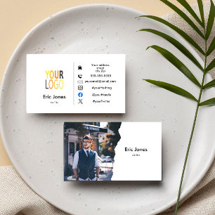 add logo Custom BUSINESS LOGO and social media Bus Card