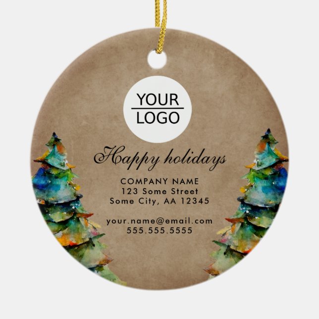 Add Logo Custom Text Christmas Tree Promotion  Ceramic Tree Decoration (Front)