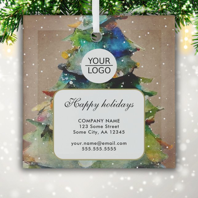 Add Logo Custom Text Christmas Tree Promotion  Glass Tree Decoration (Creator Uploaded)