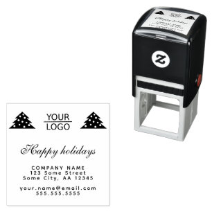 Add Logo Custom Text Christmas Tree Promotion  Self-inking Stamp