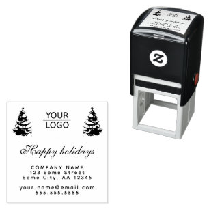 Add Logo Custom Text Christmas Tree Promotion Self-inking Stamp