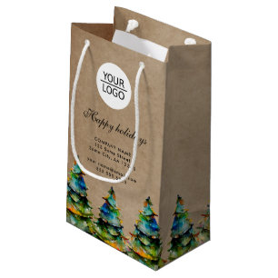 Add Logo Custom Text Christmas Tree Promotion Small Gift Bag
