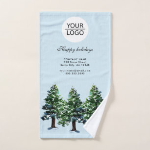 Add Logo Custom Text Pine Tree Promotion Hand Towel