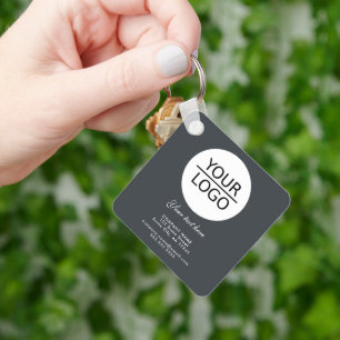 Add Logo Custom Text Promotion Anthracite Grey Key Ring