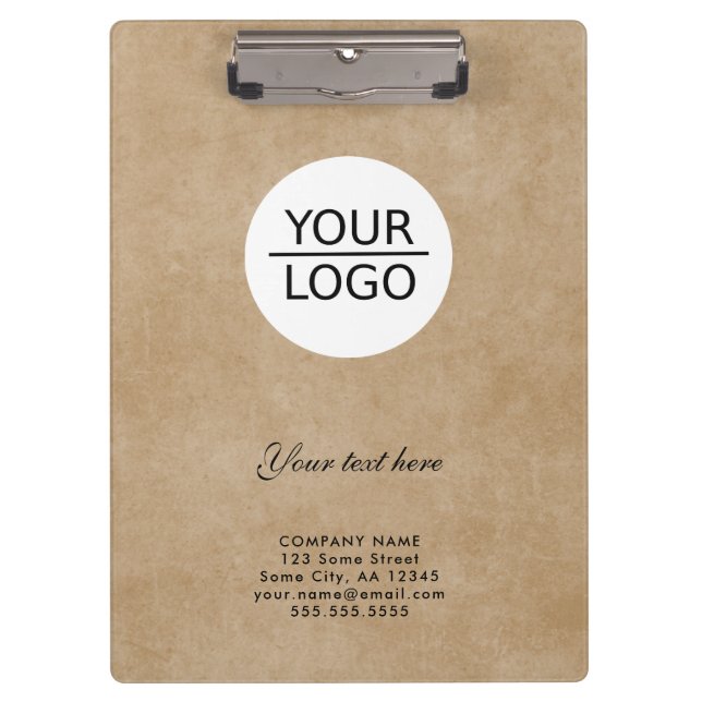 Add Logo Custom Text Rustic Company Promotion Clipboard (Front)