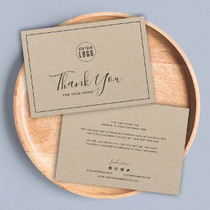 Add Logo Dark Grey Border Thank You Rustic Kraft