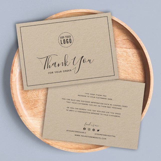 Add Logo Dark Grey Border Thank You Rustic Kraft (Creator Uploaded)
