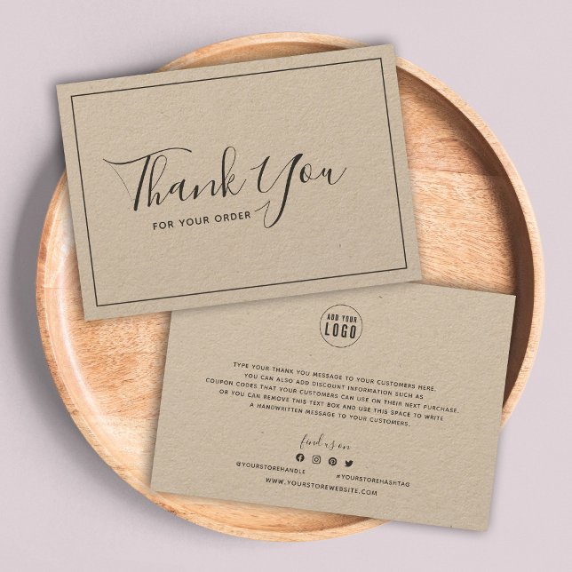 Add Logo Dark Grey Border Thank You Rustic Kraft (Creator Uploaded)