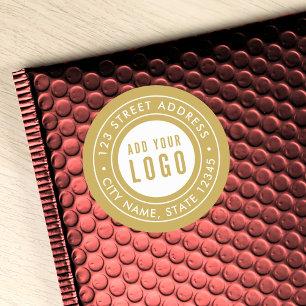 Add Logo Double Border Custom Colour Return Addres Classic Round Sticker