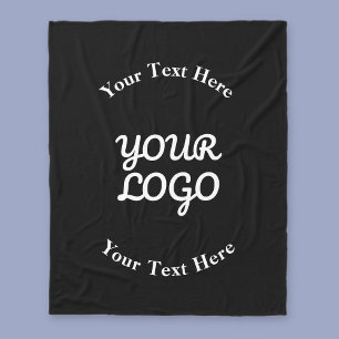 Add Logo Editable Black & White Text Fleece Blanket