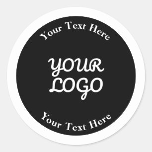 Add Logo Editable Black & White with Border Classic Round Sticker