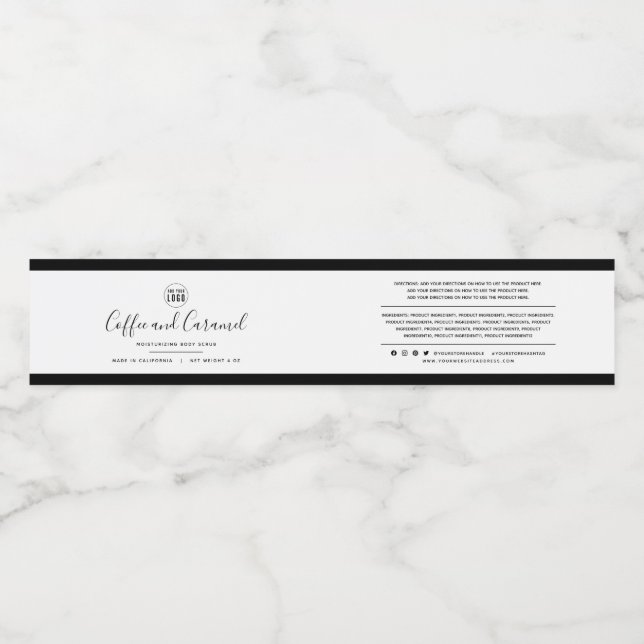 Add Logo Editable Colour Ingredients Product Label (Single Label)