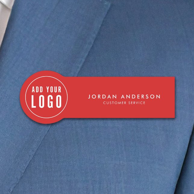 Add Logo Editable Colour Simple Modern Name Tag (Creator Uploaded)