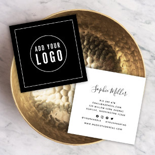 Add Logo Editable Colour White Border Social Media Square Business Card