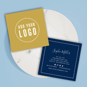 Add Logo Editable Colour White Border Social Media Square Business Card