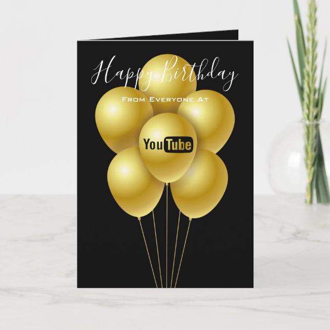 Add Logo Employee/Client Balloon Birthday Card (Front)