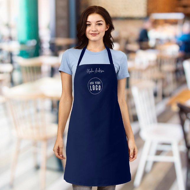 Add Logo Employee Modern Script Custom Colour Apron (Creator Uploaded)